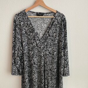 Lane Bryant Black and White Wrap Blouse